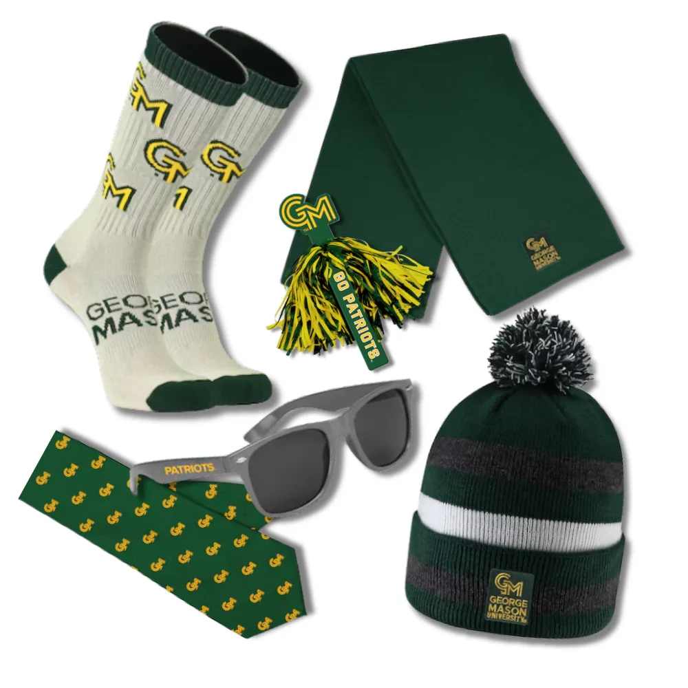 Apparel accessories such as socks, scarves, ties, sunglasses, and beanies at the Bookstore