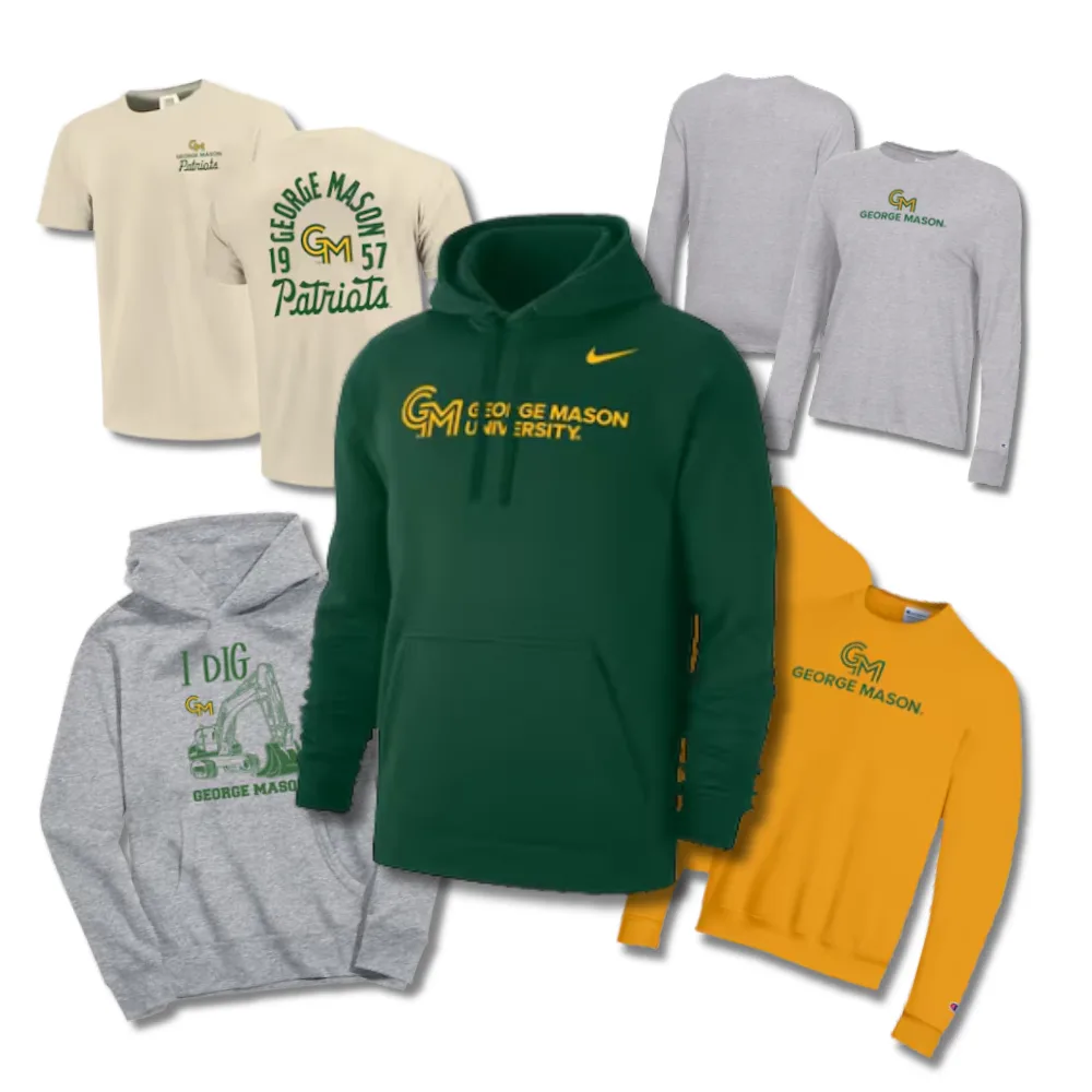 George Mason apparel for women, men, youth, and children available at the Bookstore