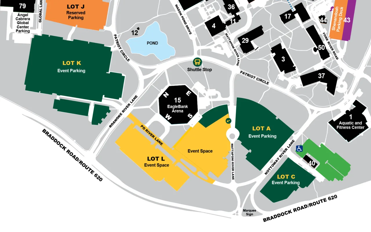 Mason Day Parking and Shuttle Map