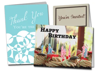 Print cards and invitations display